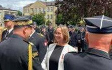 Regina Roman podczas odbioru Brązowego Medalu za Zasługi dla Pożarnictwa.