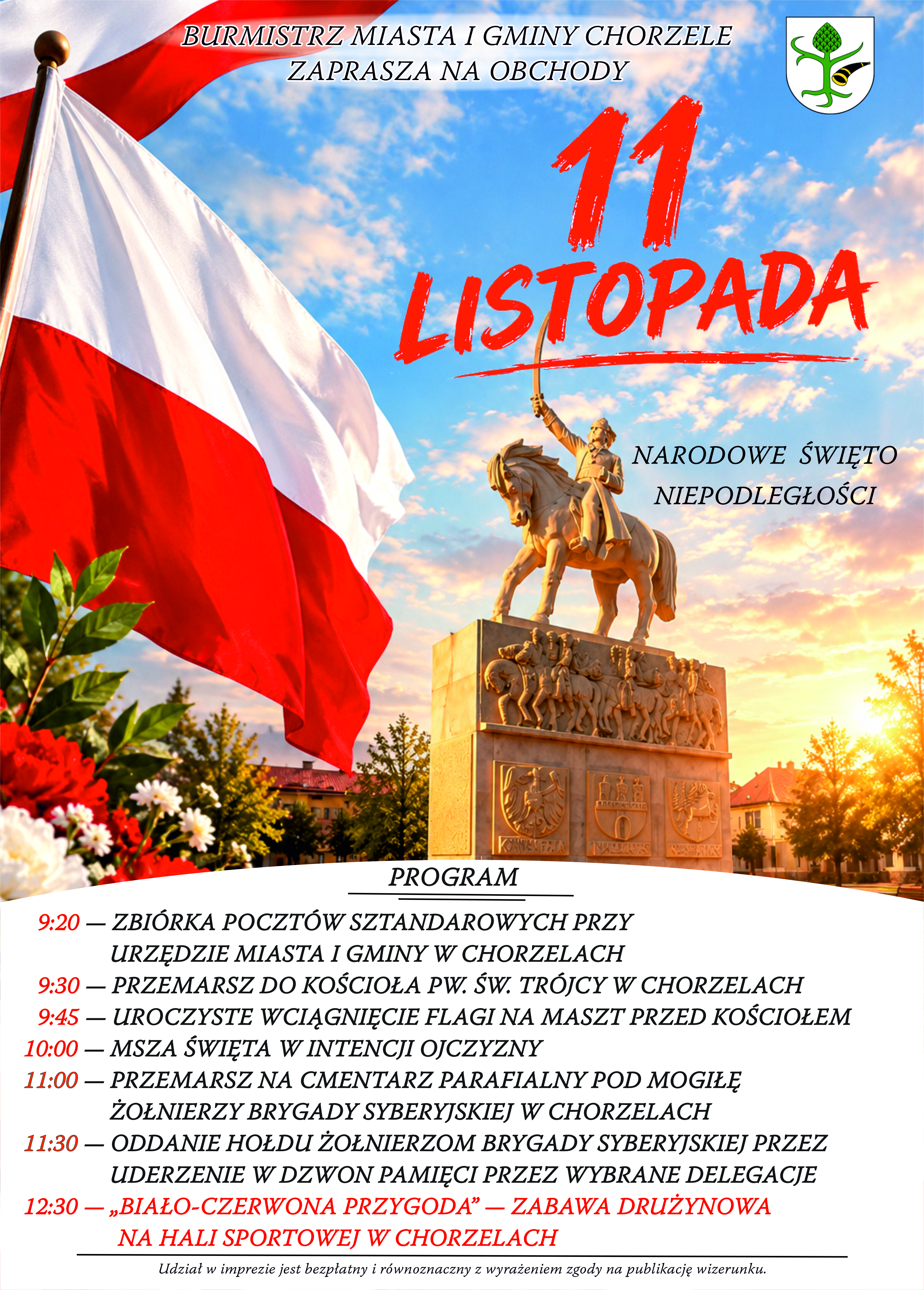 plakat informujący o&nbsp;11 listopada