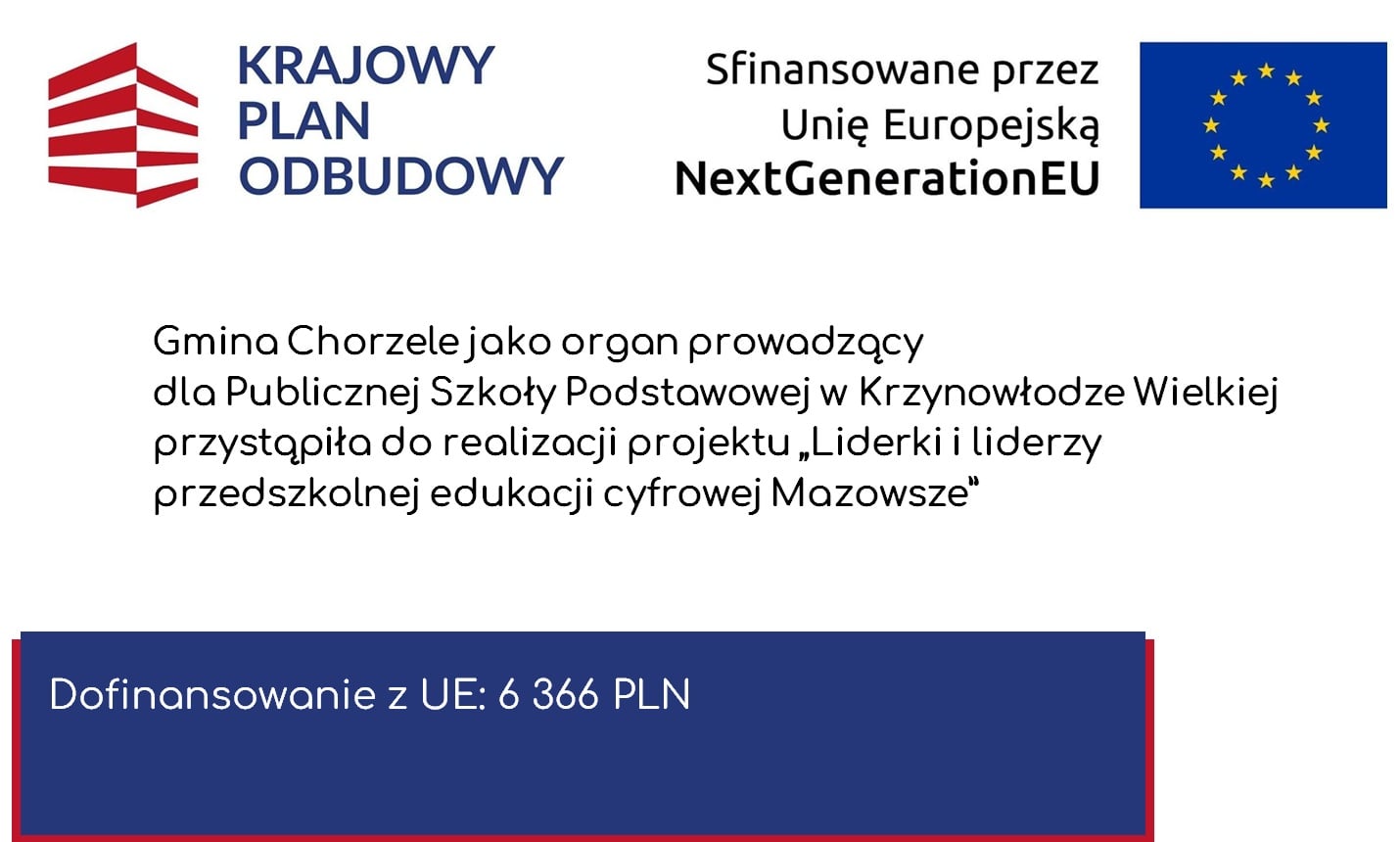 Plakat informujący o&nbsp;przystąpieniu do realizacji projektu &bdquo;Liderki i&nbsp;liderzy przedszkolnej edukacji cyfrowej Mazowsze&rdquo;.
