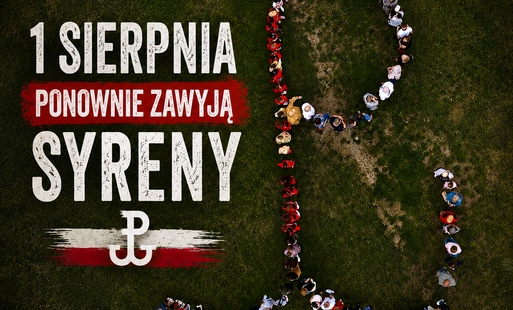 Grafika informująca o ponownym zawyciu syren 1 sierpnia