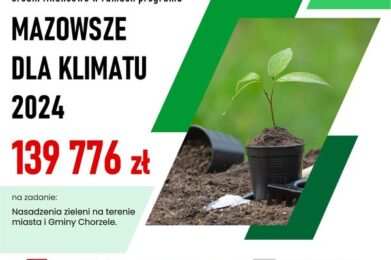 Burmistrz pozyskała pieniądze na nasadzenie zieleni na terenie Miasta i Gminy Chorzele w ramach programu „Mazowsze dla klimatu 2024”
