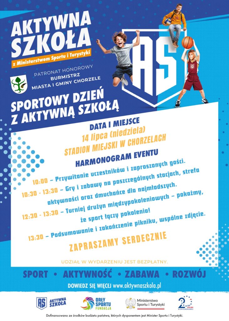 Plakat informujący o Sportowym Dniu z Aktywną Szkołą