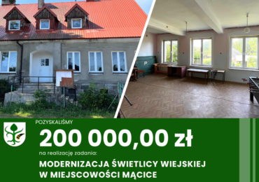 Otrzymaliśmy dofinansowanie na modernizację świetlicy wiejskiej w Mącicach!